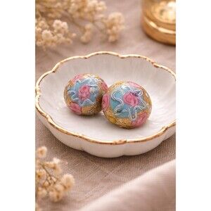 Vintage Murano Style Lampwork Earrings – 1950s Screw Back Millefiori Art Glass